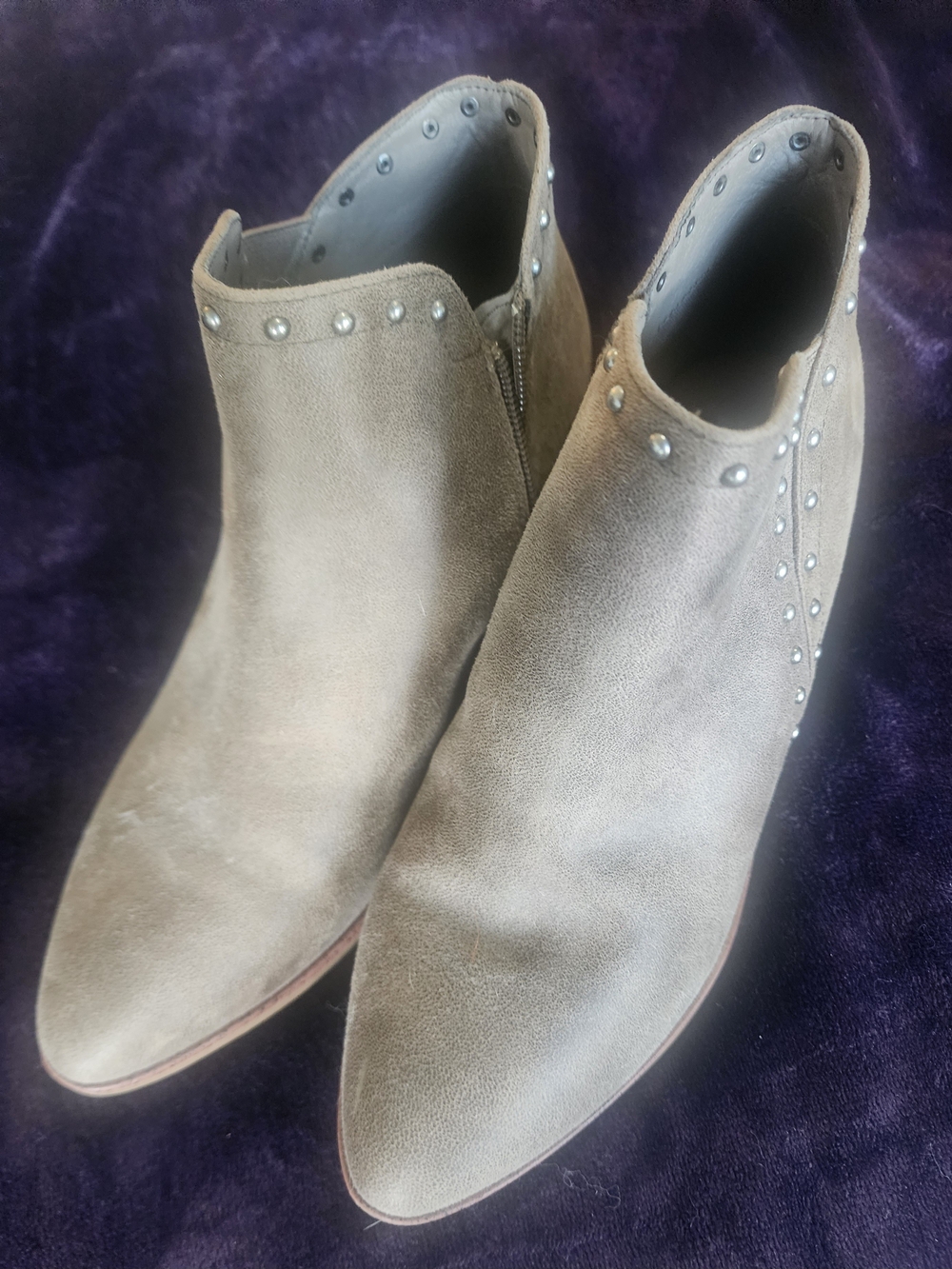 Taupe Suede Studded Women's Ankle Booties